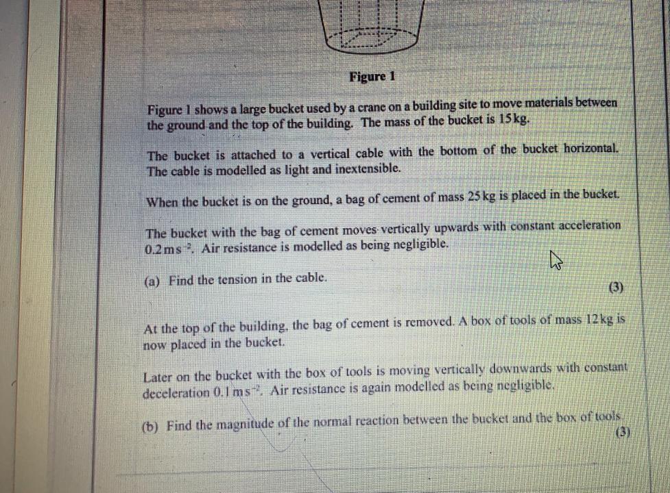 Solved Figure 1 Figure 1 shows a large bucket used by a | Chegg.com