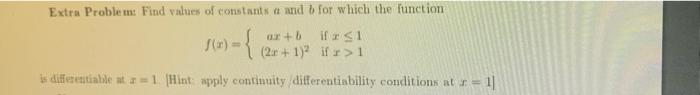 Solved Extra Problem: Find Values Of Constants And B For | Chegg.com