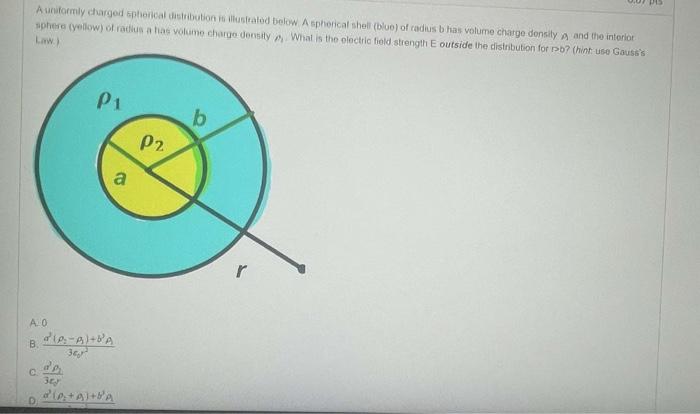 Solved A uniformly charged spherical distribution is | Chegg.com