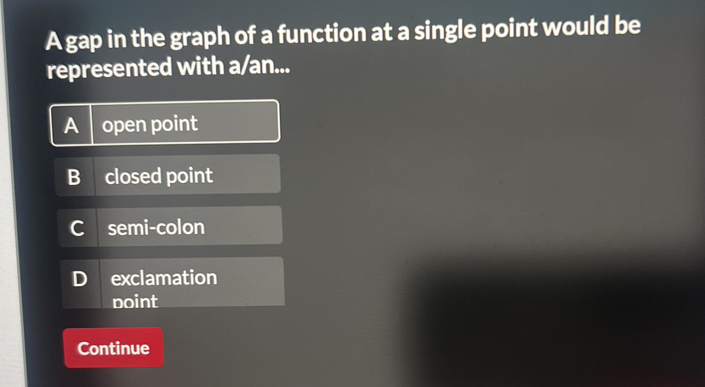 Solved A gap in the graph of a function at a single point | Chegg.com