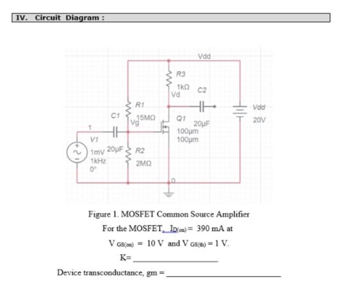 Solved Experiment No. #3 MOSFET Common Source AC Small | Chegg.com