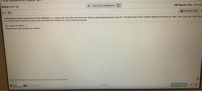Solved Score: 0 of 1 pt 8 of 10 complete HW Score: 20%, 2 of | Chegg.com