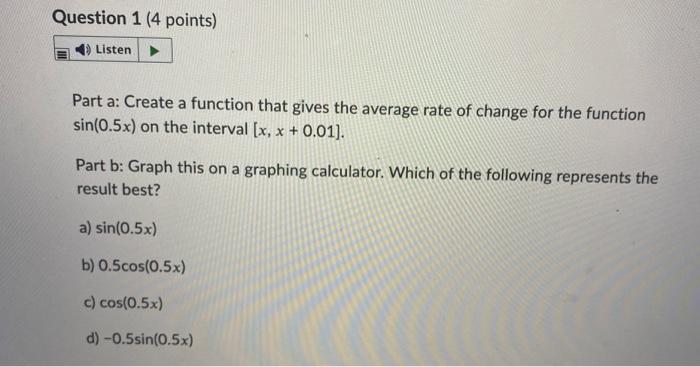 Solved Question 1 (4 points) Listen Part a: Create a | Chegg.com
