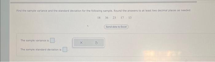 Solved Find the sample variance and the standard deviation | Chegg.com