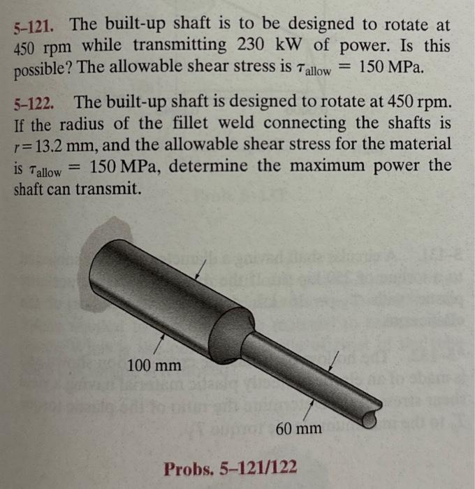 Solved 5-121. The built-up shaft is to be designed to rotate | Chegg.com