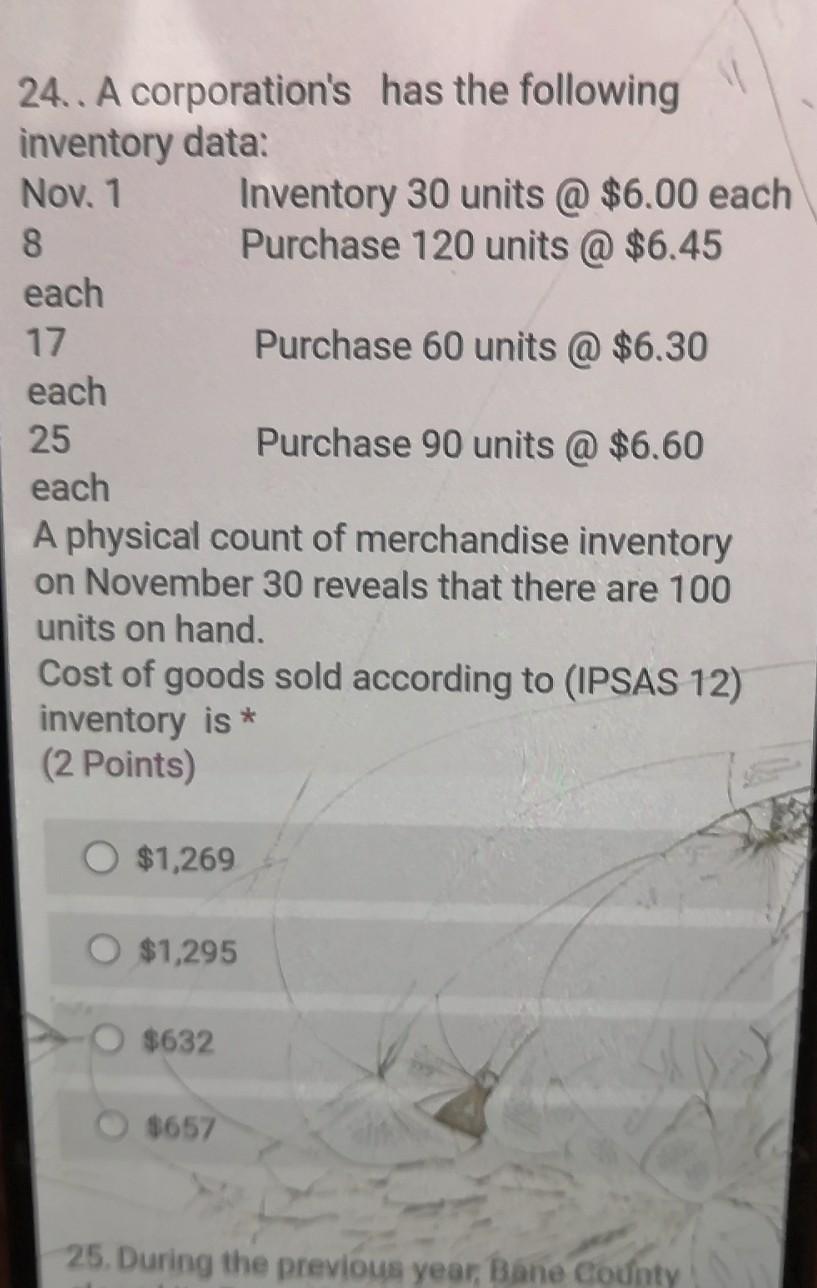 Solved 24. A corporation's has the following inventory data: | Chegg.com