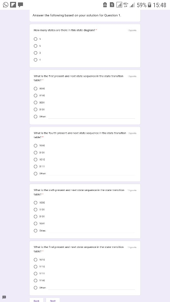 Solved 4G+ 59% 15:48 Answer the following based on your | Chegg.com