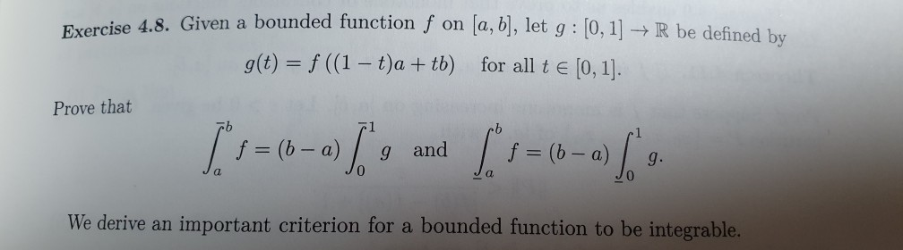Solved Exercise 4.8. Given a bounded function f on [a, b], | Chegg.com