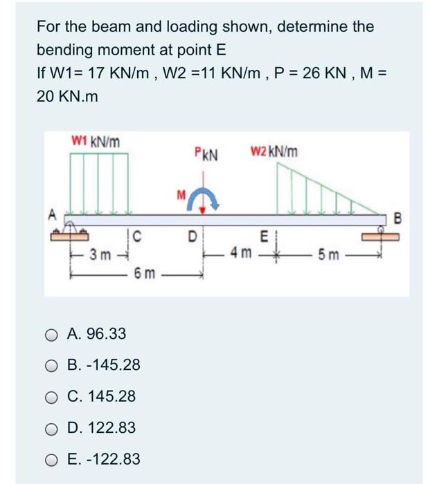 Solved For the beam and loading shown, determine the bending | Chegg.com
