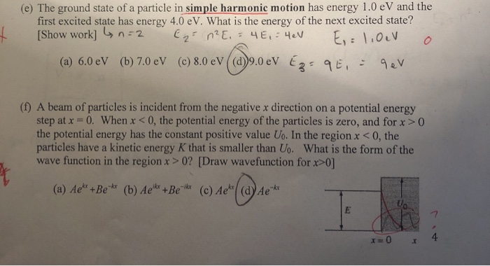 Solved (e) The ground state of a particle in simple harmonic | Chegg.com
