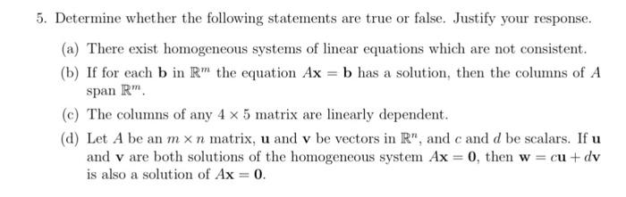 Solved 5. Determine whether the following statements are | Chegg.com