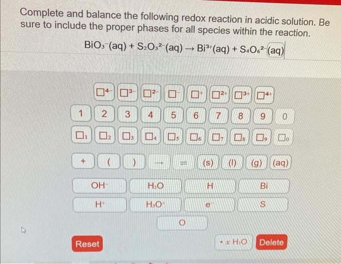 Solved Complete And Balance The Following Redox Reaction In | Chegg.com