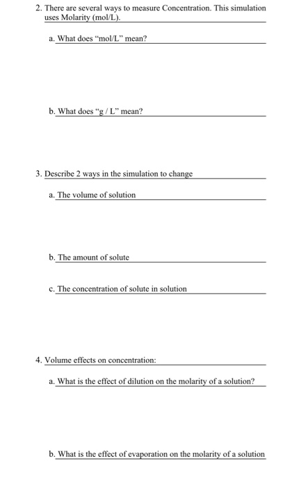 Solved 2 There Are Several Ways To Measure Concentration Chegg