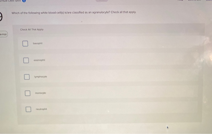 Solved Rtual Laos Luiz Which Of The Following White Blood | Chegg.com Solved Rtual Laos Luiz Which Of The Following White Blood | Chegg.com