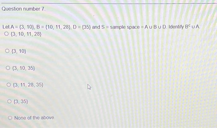 Solved Let A=(3, 10), B = {10, 11, 28), D = (35) And S = | Chegg.com