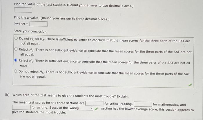 Solved The Scholastic Aptitude Test (SAT) contains three | Chegg.com