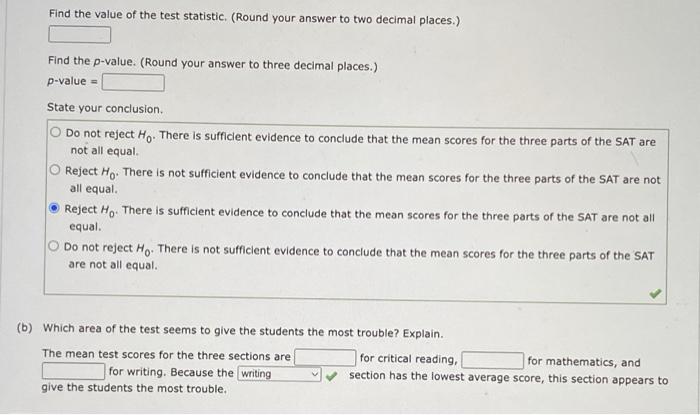 Solved The Scholastic Aptitude Test Sat Contains Three