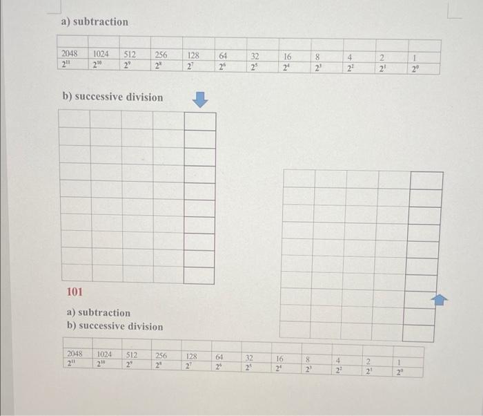 Solved b) successive division 101 a) subtraction b) | Chegg.com