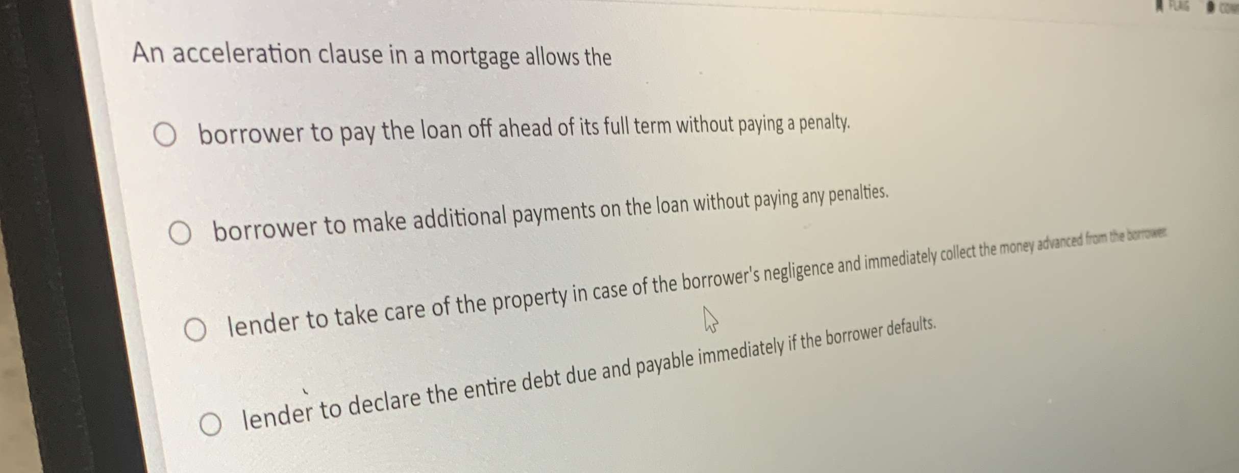 High Quality SOLUTION An acceleration clause in a mortgage allows ...
