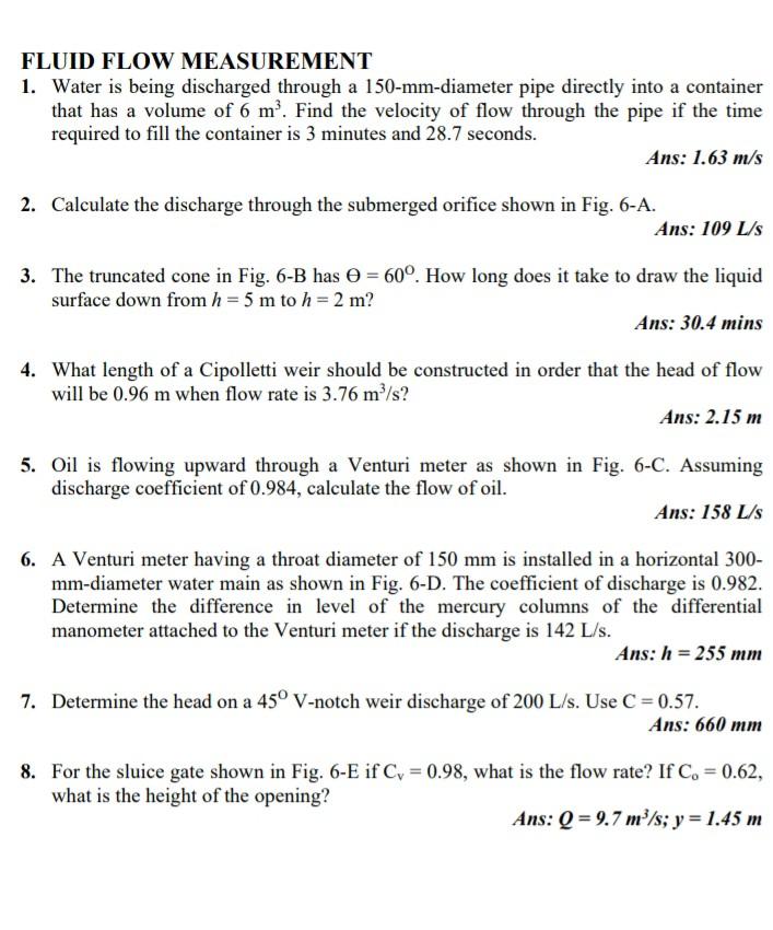 Solved Fluid Flow Measurement 1 Water Is Being Discharge Chegg Com