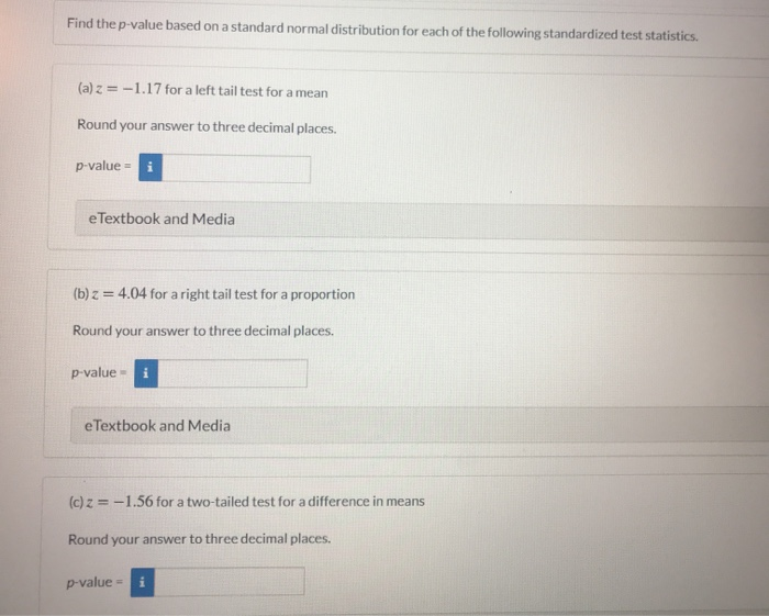 Solved Find The Pvalue Based On A Standard Normal Distri...
