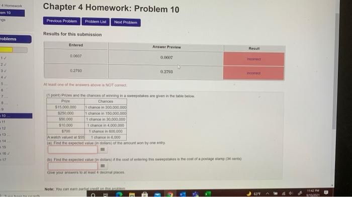 Solved 1 Problem List Chapter 4 Homework: Problem 6 Previous | Chegg.com