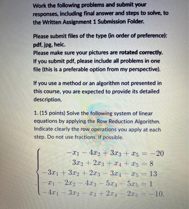 Solved Work the following problems and submit your | Chegg.com