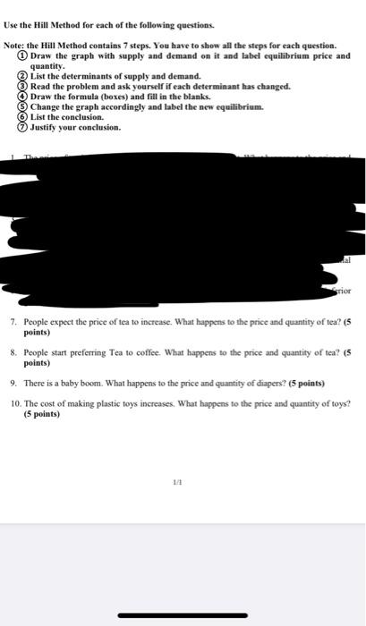 Solved Use the Hill Method for each of the following | Chegg.com