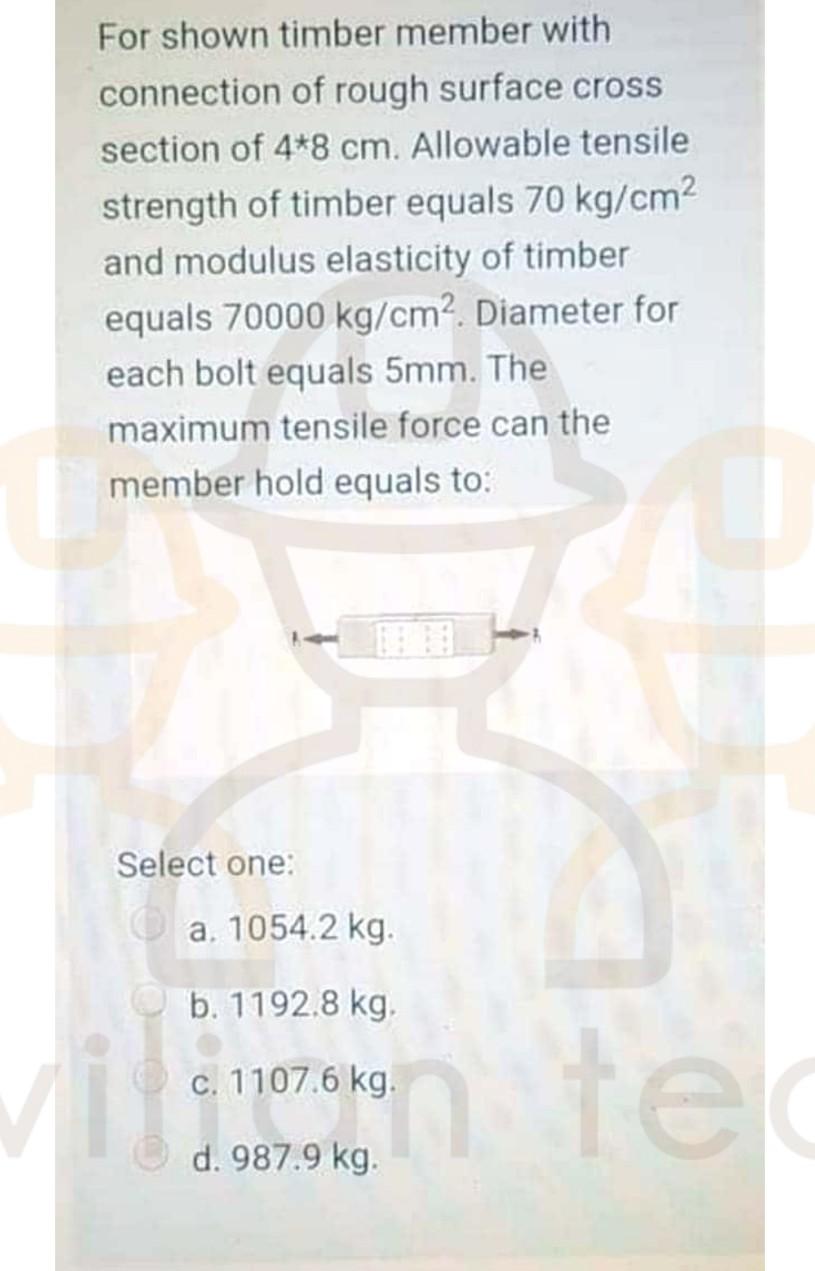 Solved For shown timber member with connection of rough | Chegg.com