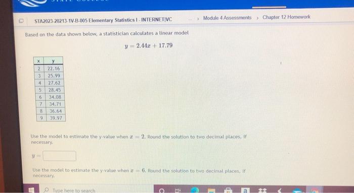 Solved Module 4 Assessments Chapter 12 Homework STA2023 | Chegg.com