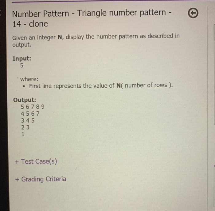 Solved Number Pattern - Triangle number pattern - 14 - clone | Chegg.com