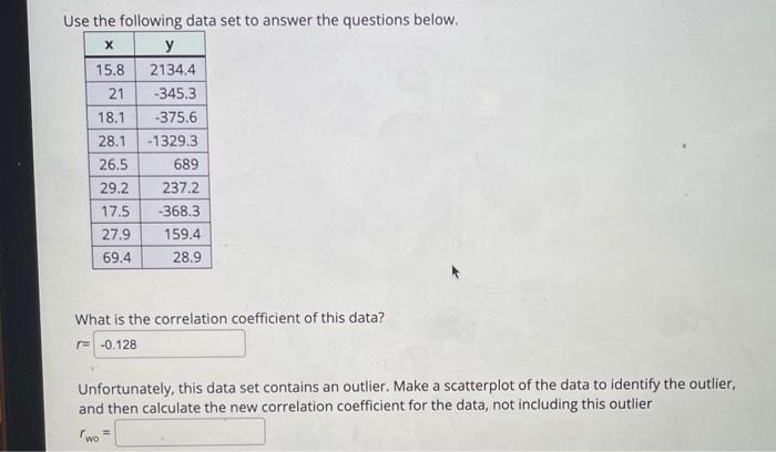 Solved Use the following data set to answer the questions | Chegg.com