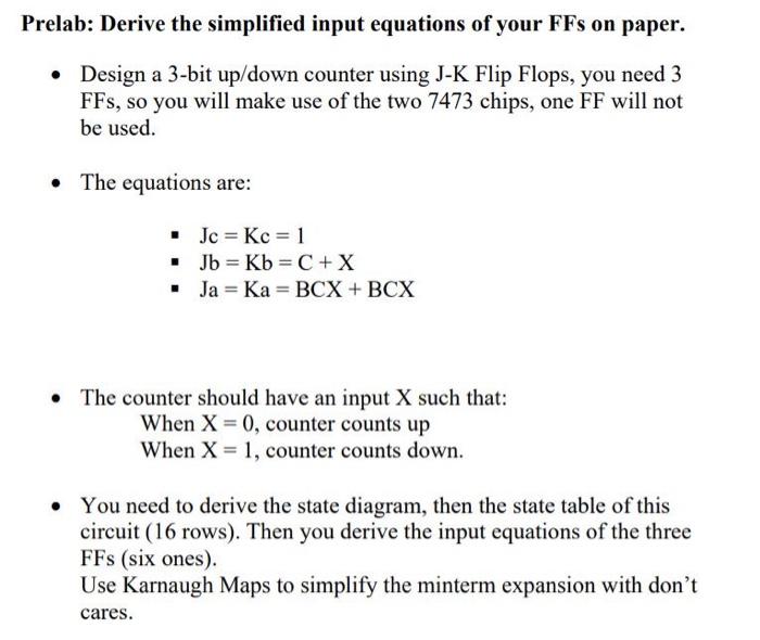 Solved relab: Derive the simplified input equations of your | Chegg.com