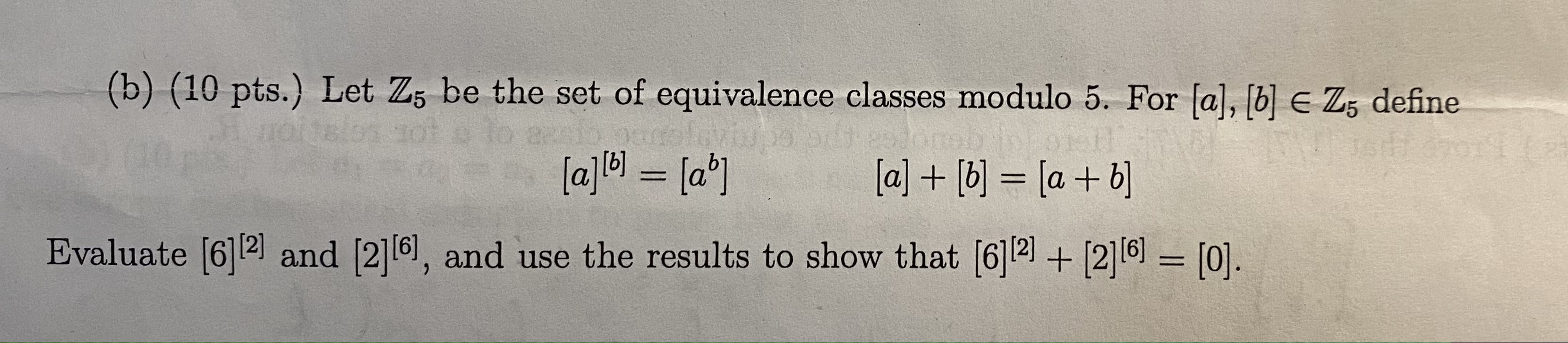 Solved B 10 ﻿pts ﻿let Z5 ﻿be The Set Of Equivalence 2303