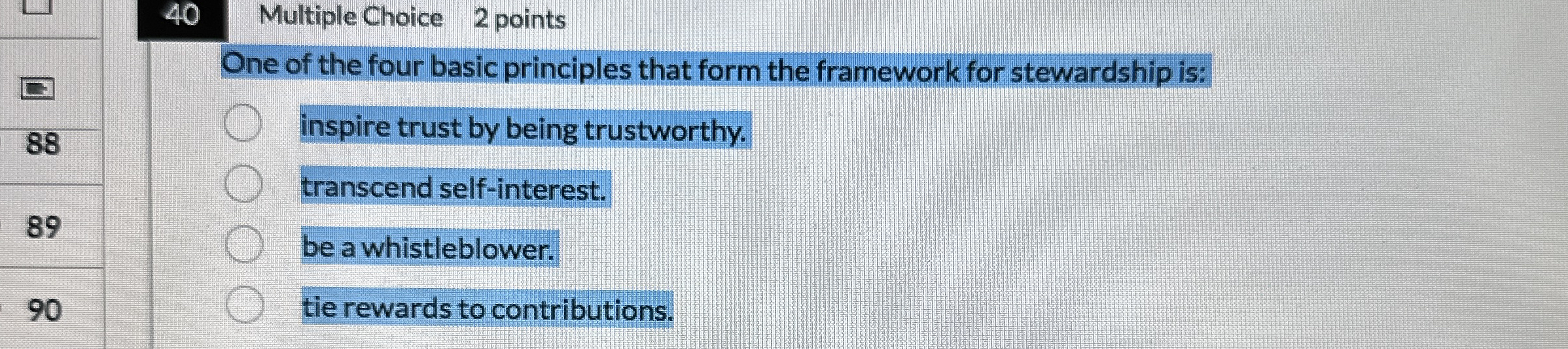 Solved 40Multiple Choice2 ﻿pointsOne of the four basic | Chegg.com