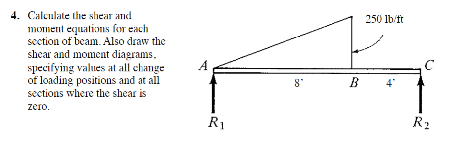 Solved Calculate the shear andmoment equations for | Chegg.com