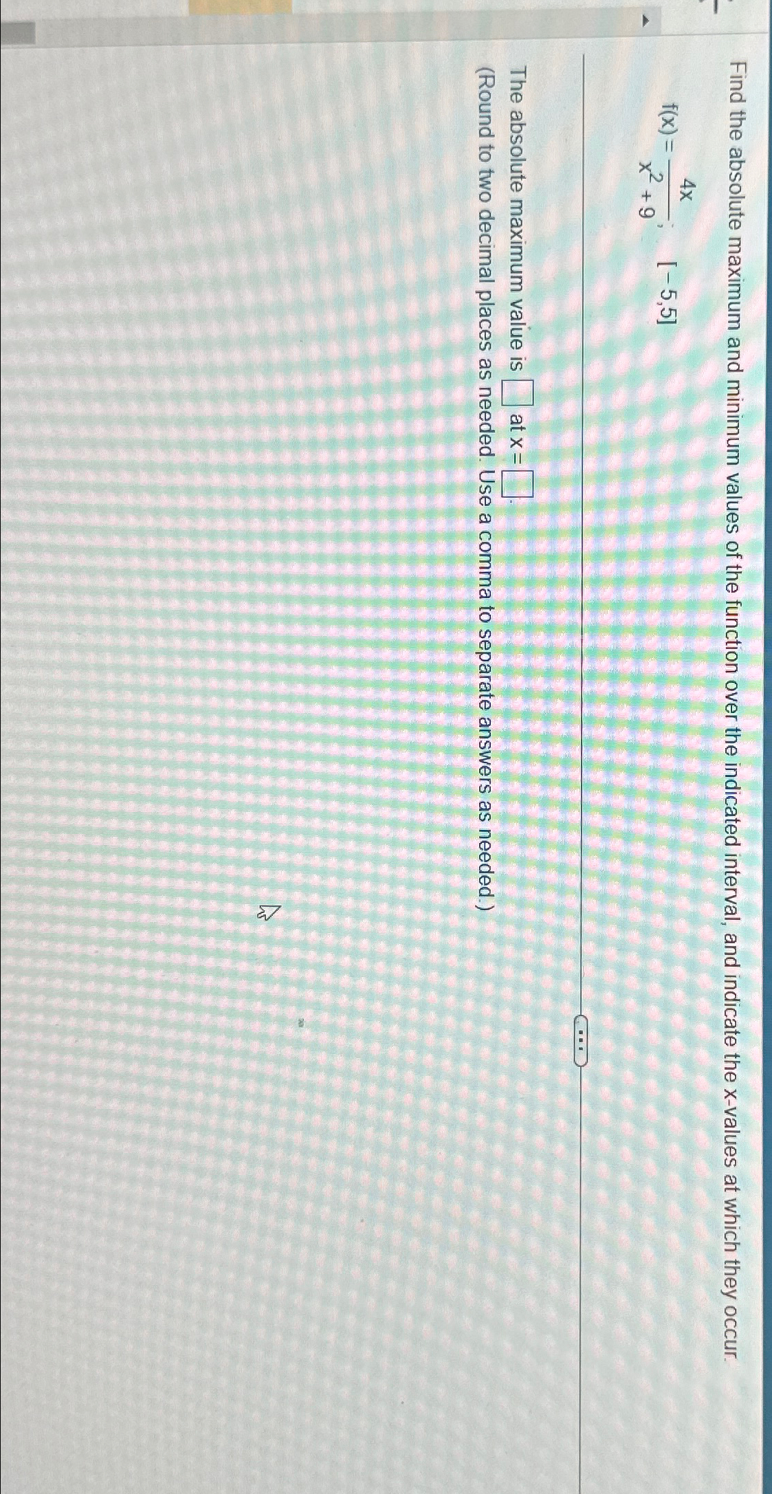 Solved Find the absolute maximum and minimum values of the | Chegg.com