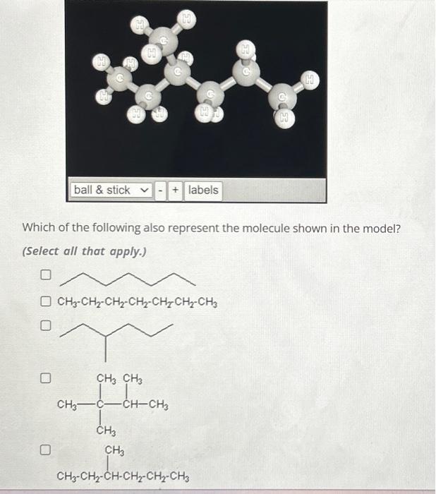 Solved Which of the following also represent the molecule | Chegg.com