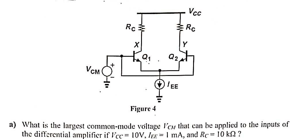 Solved VCC Rc Rc X Q2 VCM IEE Figure 4 a) What is the | Chegg.com