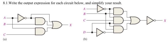 Solved 8.1.Write the output expression for each circuit | Chegg.com