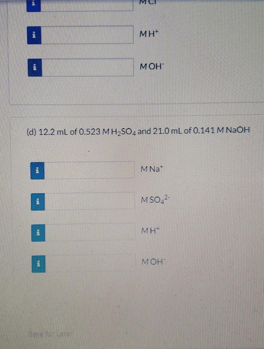 Solved Determine the molar concentration of each ion present | Chegg.com
