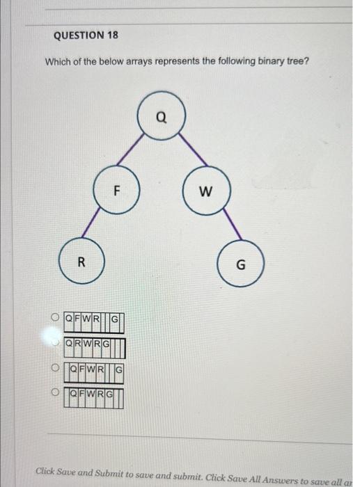 Solved QUESTION 18 Which of the below arrays represents the | Chegg.com