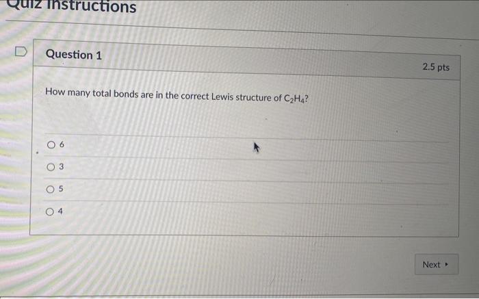 Solved Thstructions Question 1 2.5 pts How many total bonds