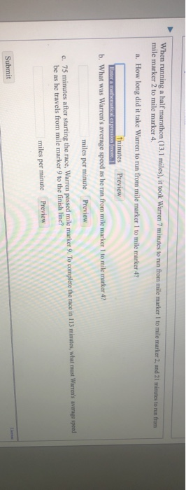 Solved When Running A Half Marathon 13 1 Miles It Took Chegg Solved When Running A Half Marathon 13 1 Miles It Took Chegg