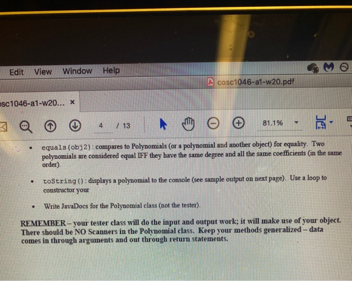 Solved 3 / 130 mA Question 2 (Polynomial.java and