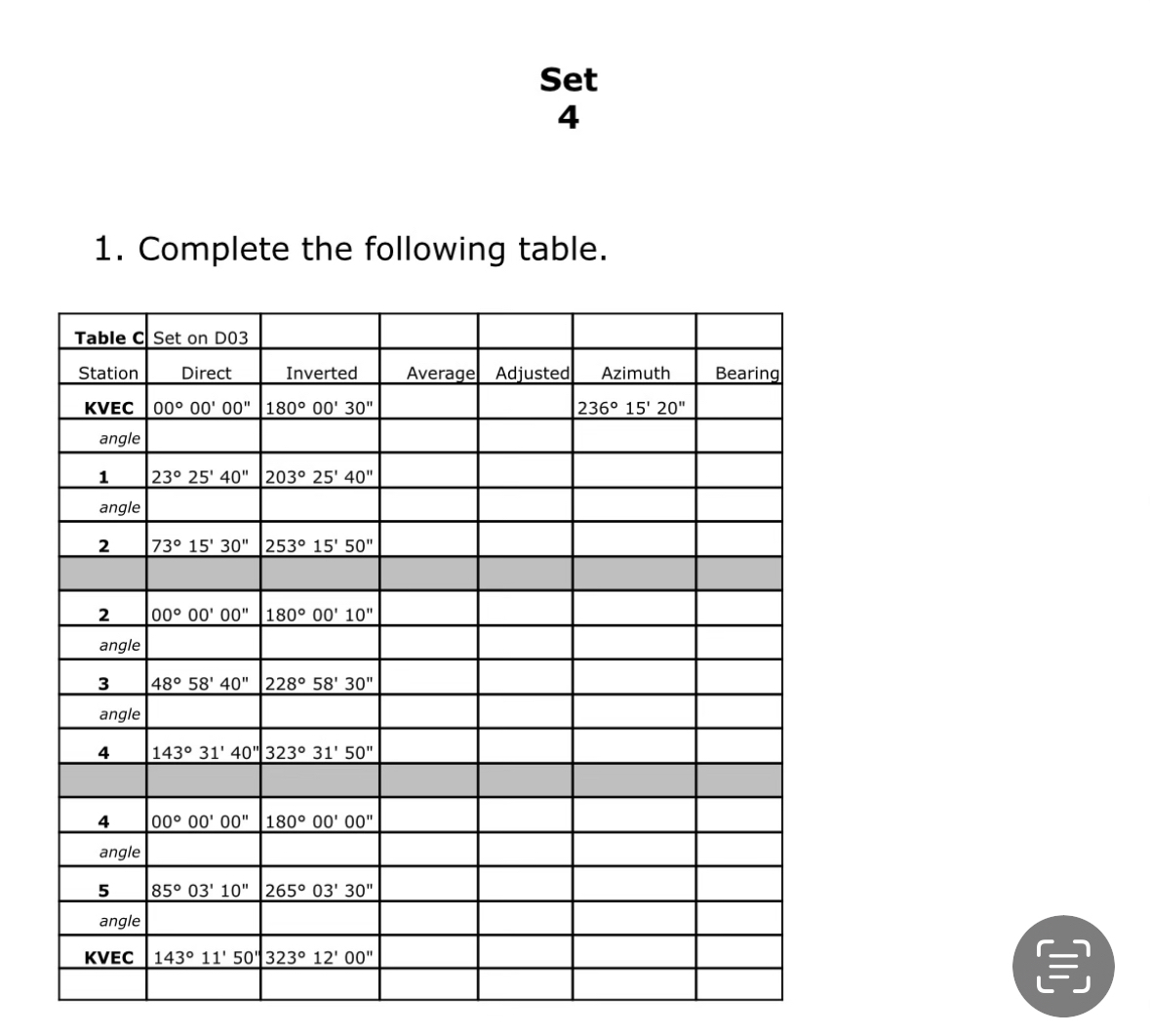 Solved Set4Complete the following table.\table[[Table C,Set | Chegg.com
