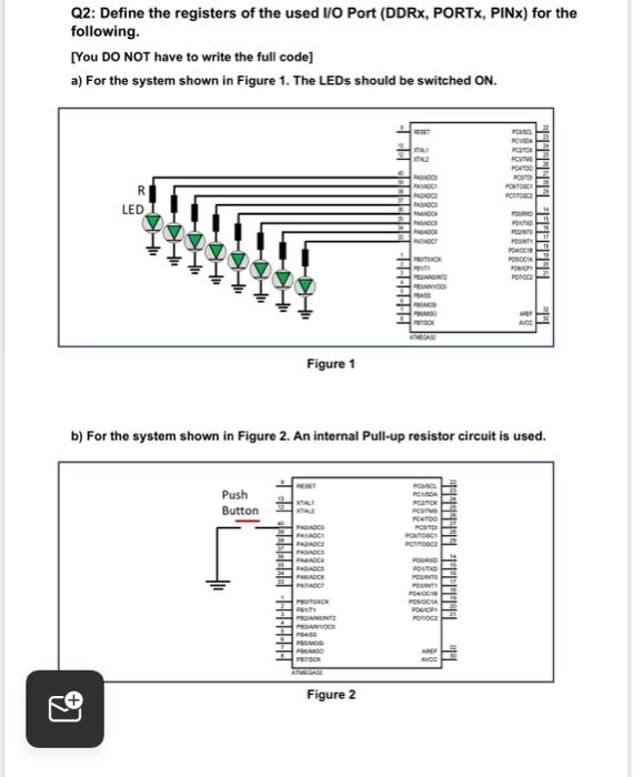 Solved Q2: Define the registers of the used I/O Port (DDRx, | Chegg.com