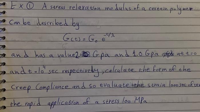 Solved Sex 0 A Stress Relaxation Modulus Of A Certain • Ex 6382