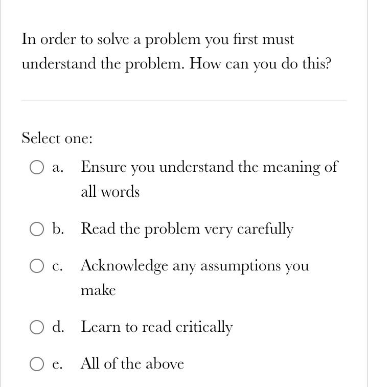 Solved In order to solve a problem you first must understand | Chegg.com
