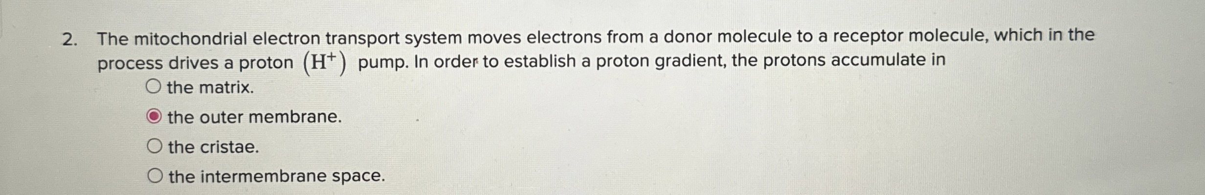 Solved The mitochondrial electron transport system moves | Chegg.com
